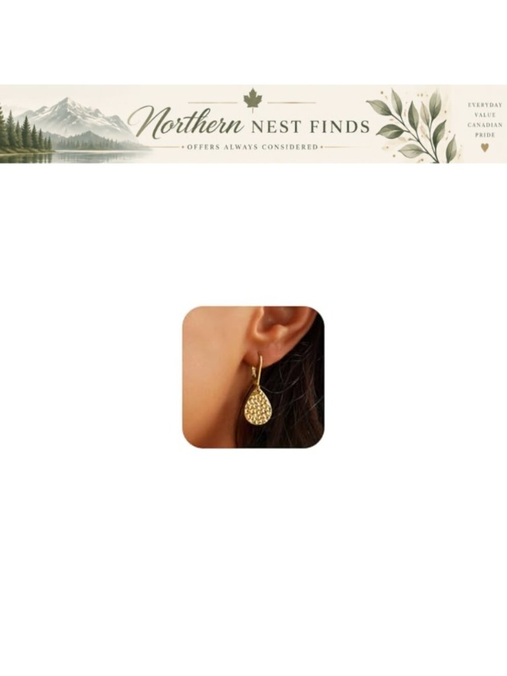 Hammered Teardrop Dangle Earrings 925 Sterling Silver 14K Gold Leverback